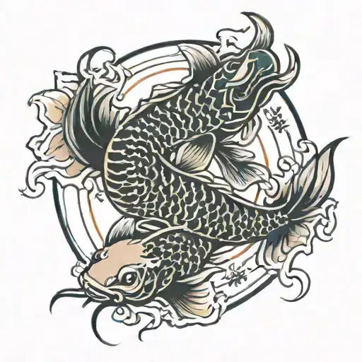 japanese style arm tattoo with a koi and a scorpion  tattoo design idea
