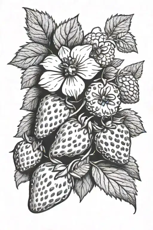 strawberries and blueberries  tattoo design idea