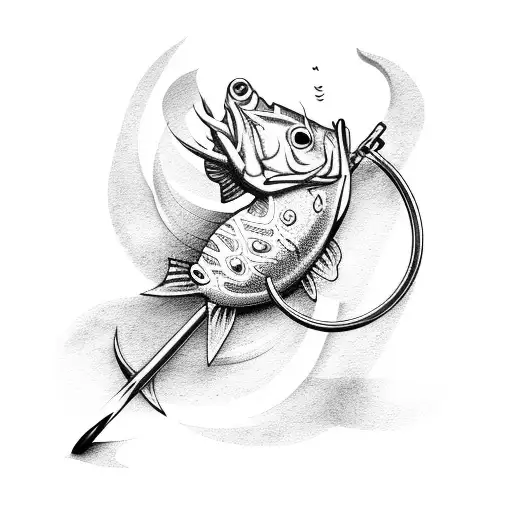 fishing hook tattoo design idea