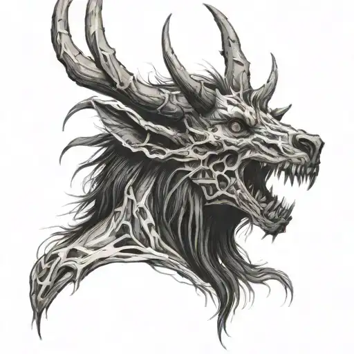 wendigo head tattoo design idea