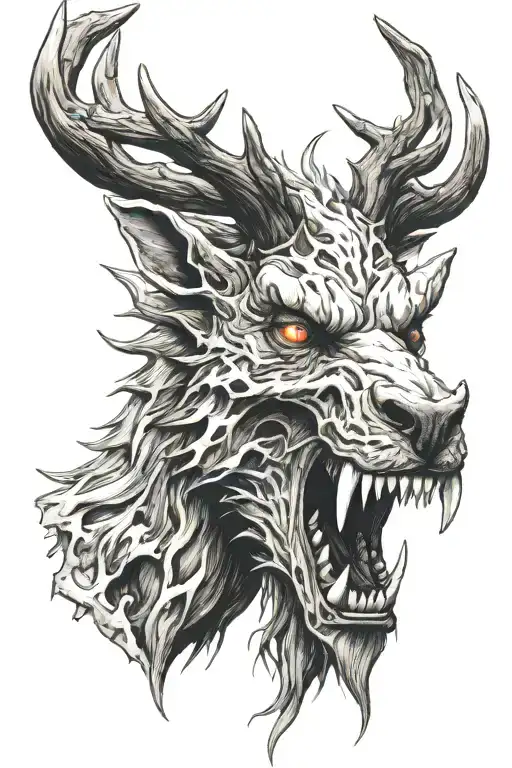 wendigo head open mouth tattoo design idea