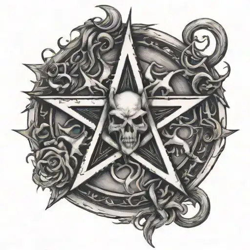 pentagram and devil tattoo design idea