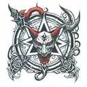 pentagram and devil tattoo design idea