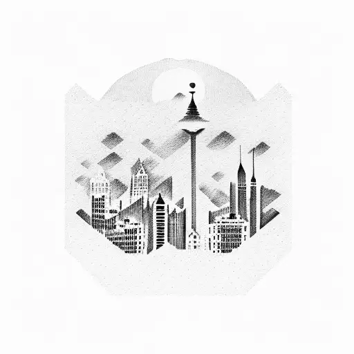 city on hill tattoo design idea
