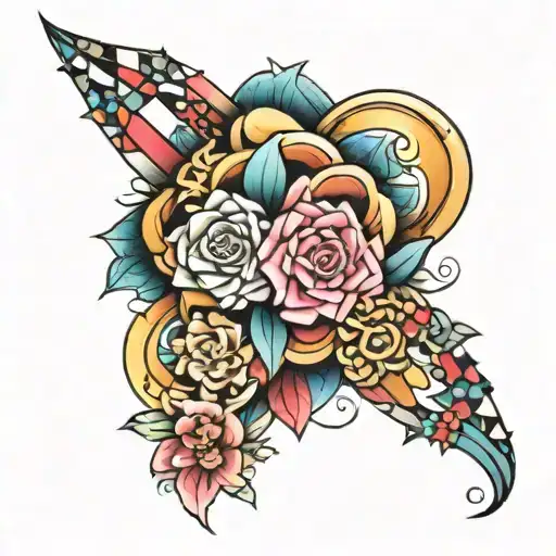 patchwork sleeve tattoo design idea