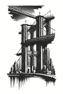 Brooklyn Bridge and twin towers vibe with a gunslinger tattoo design idea