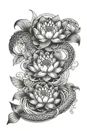 Lotus in the middle of two koi fish tattoo design idea