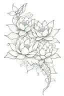 Lotus flower in the middle of two koi fish tattoo design idea