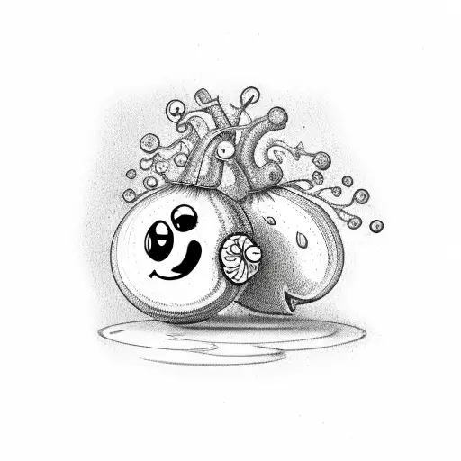 acorn with smiley face tattoo design idea