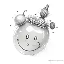 acorn with smiley face tattoo design idea