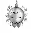 acorn with smiley face tattoo design idea