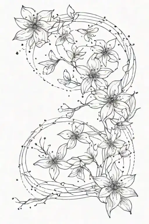 cancer constellation intertwined with Alstroemerias  tattoo design idea
