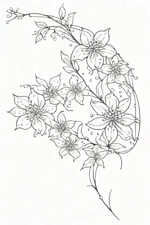 cancer constellation intertwined with small  Alstroemerias  tattoo design idea