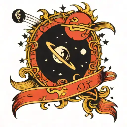 Mercury, Mars, and the Moon tattoo design idea