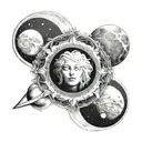 Mercury, Mars, and the Moon in a line tattoo tattoo design idea