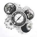 Mercury, Mars, and the Moon in a line tattoo tattoo design idea