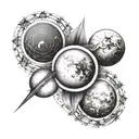 Mercury, Mars, and the Moon in a line tattoo tattoo design idea