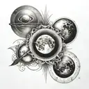 Mercury, Mars, and the Moon in a line tattoo tattoo design idea