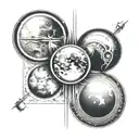 Mercury, Mars, and the Moon in a line tattoo tattoo design idea
