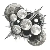 Mercury, Mars, and the Moon in a straight line tattoo tattoo design idea