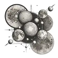 Mercury, Mars, and the Moon in a straight line tattoo tattoo design idea