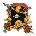 Mercury, Mars, and the Moon tattoo design idea