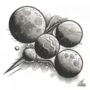 Mercury, Mars, and the Moon in a line tattoo tattoo design idea