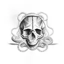 skull and snake tattoo design idea
