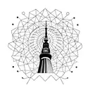 Berlin TV tower abstract tattoo design idea