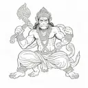 A tattoo featuring Lord Hanuman in a dynamic and powerful pose, showcasing his strength and devotion tattoo design idea