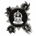 A modern interpretation of the Hindu trinity (Brahma, Vishnu, Shiva) as a cohesive tattoo design tattoo design idea