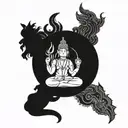 A modern interpretation of the Hindu trinity (Brahma, Vishnu, Shiva) as a cohesive tattoo design tattoo design idea