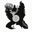 A modern interpretation of the Hindu trinity (Brahma, Vishnu, Shiva) as a cohesive tattoo design tattoo design idea