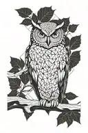 owl sitting on branch  tattoo design idea