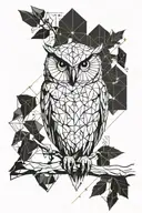 owl sitting on branch  tattoo design idea