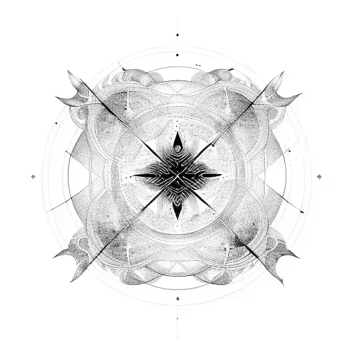 non-concentric non-continuous black circle tattoo design idea