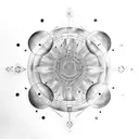 non-concentric non-continuous black circle tattoo design idea