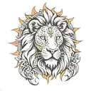 Lion sin of pride with sun in background tattoo design idea