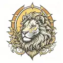 Lion sin of pride with sun in background tattoo design idea