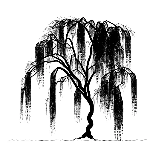 weeping willow tree tattoo design idea