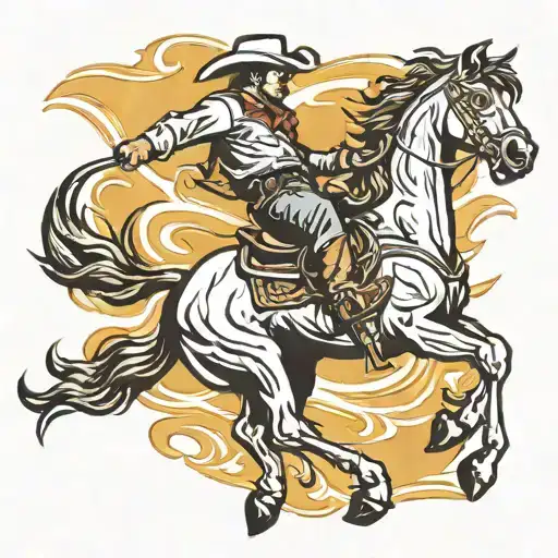 cowboy riding a bucking bronco tattoo design idea