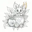 bouqet with calcifer hidden mickey lemon and sparkles tattoo design idea