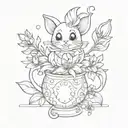 bouqet with calcifer hidden mickey lemon and sparkles tattoo design idea