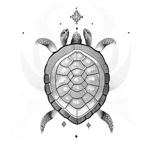 turtle with crown and R  tattoo design idea