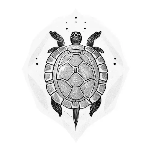 turtle with crown and R  tattoo design idea