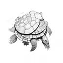 turtle with crown and R  tattoo design idea