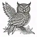 symbol of an owl, whats done in darkness will come to light and a symbols of unconditional love  tattoo design idea