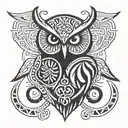 symbol of an owl, whats done in darkness will come to light and a symbols of unconditional love  tattoo design idea