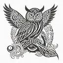 symbol of an owl, whats done in darkness will come to light and a symbols of unconditional love  tattoo design idea