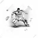 A dynamic composition featuring a soccer player in action, surrounded by iconic landmarks from different countries the client has traveled to tattoo design idea